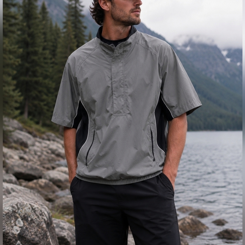 FootJoy Gray Short Sleeve Windbreaker Golf Jacket Men’s Size M Lightweight